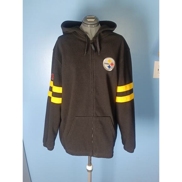 Pittsburgh Steelers NFL Team Apparel Full Zip Hooded Fleece Jacket Size Large - Picture 1 of 7